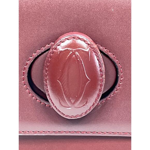 Cartier Must de Cartier Bordeaux Leather Shoulder Bag with Authenticity Card - Picture 3 of 16